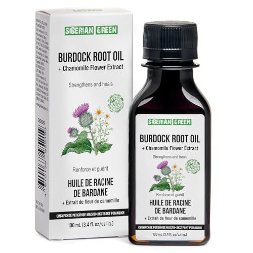 Siberian Green Burdock Oil with Chamomile Extract ? 100ml Burdock Root Oil for Hair Growth, Hair Thinning and Loss ? Pure and Natural Siberian Herbs ? Strengthening and Healing Hair Care