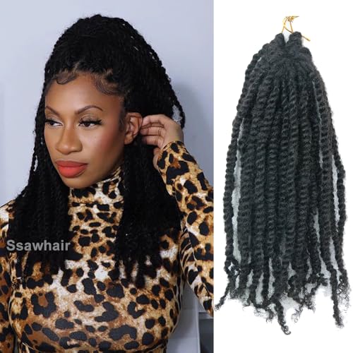 Pre-Twisted Crochet Human Hair Passion Twists With Curly Full Ends Micro Pre-Looped Reusable Mini Twist Braids Crochet Human Hair Extensions 2Packs/50Strands 14Inch