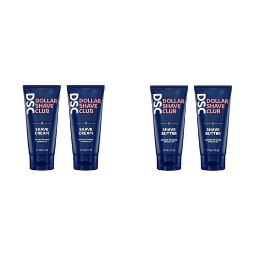 Dollar Shave Club Shave Cream 2-Pack and Shave Butter 2-Pack for Sensitive Skin, Designed for Smooth Glide to Help Fight Razor Bumps