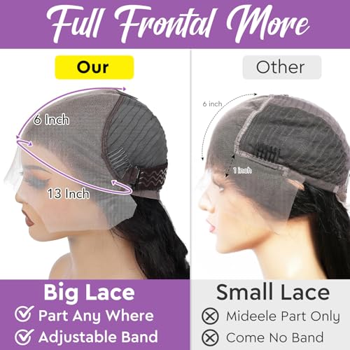 32Inch 13x6 Lace Front Wigs Human Hair 210 Density Straight HD Lace Front Wigs Human Hair Pre Plucked with Baby Hair Glueless Wig Virgin Hair Lace Front Wigs for Women (13X6 Straight Wig, 32Inch)