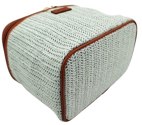 ORB Style - ANEW Cosmetic Bag-CB109MT-Herringbone-Train Case-Mint/Tan