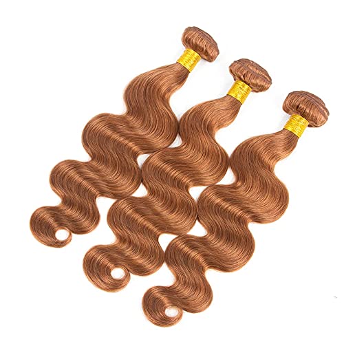 Color 30 Bundles Human Hair Light Brown Body Wave 3 Bundle 24 26 28 inch 8A Brazilian Unprocessed Virgin #30 Brown Human Hair Body Wave Bundles