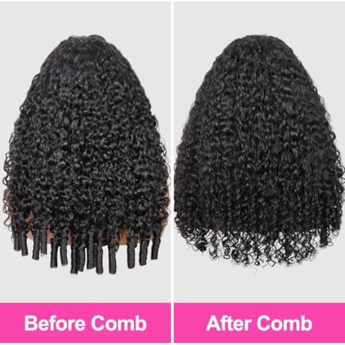 Larhali Burmese Curly Half Wig Human Hair Wear And Go Glueless Wigs Human Hair 18 Inch Curly 3 In 1 Half Wigs for Women 200% Density Drawstring Seamless Flip Headband Wig Beginner Friendly
