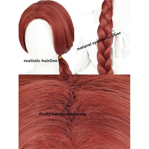 Kids Red Braid Princess Wig 27.5'' Long Dark Red Braid Costume Wigs for Girls Toddler Child Halloween Party