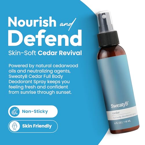 SweatyB¢ç Cedarwood deodorant for men & women - Odor Protection with cedarwood spray - Travel Size, Skin-Safe, Vegan & Made in USA - Cedar spray - 4 Oz - Pack of 2