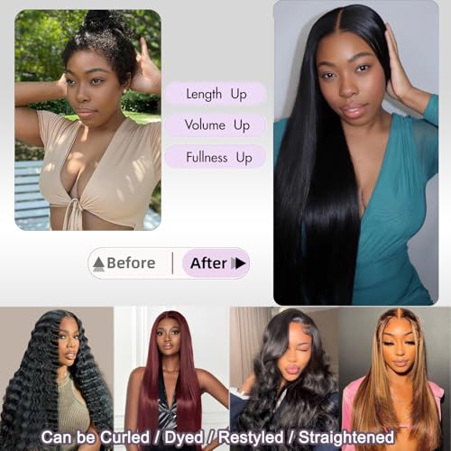 Human Hair Bundles Straight Bundles Human Hair Extensions 20 22 24 Inch 12A Brazilian Virgin 100% Unprocessed Raw Thick Straight Hair 3 Bundles Human Hair Natural Color