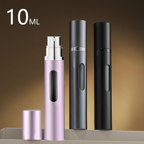 Topblux 3-Pack 10ml Refillable Travel Perfume Atomizer, Leakproof Bottom-Fill Spray Bottle, Compact Reusable Fragrance Dispenser for Women Men Gift (Black+Blue+Pink)