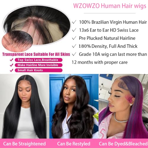 32 Inch 13x6 Straight Lace Front Wigs - 180% Density HD Lace Front Wigs with Pre-Plucked Baby Hair