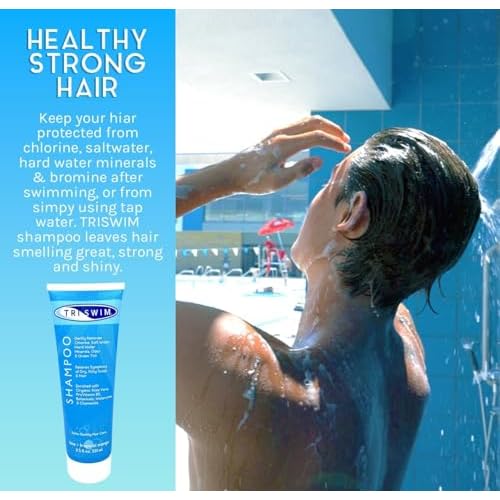 TRISWIM Chlorine Removal Shampoo 8.5 Fl Oz | Gently Removes Chlorine, Salt Water, and Hard Water Buildup | Relieves Dry and Itchy Scalp | Enriched with Organic Aloe Vera and Botanicals | Pack of 2