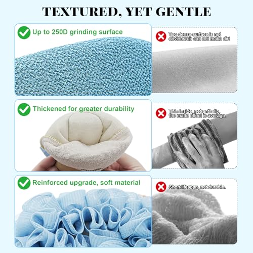 ?Dual-Function Exfoliating Glove for Shower- Body Scrubber & Shower Loofah 2-in-1 - Korean Exfoliating Mitt for Remover Dead Skin and Keratosis - Smooth Skin - Blue (1-Pack)