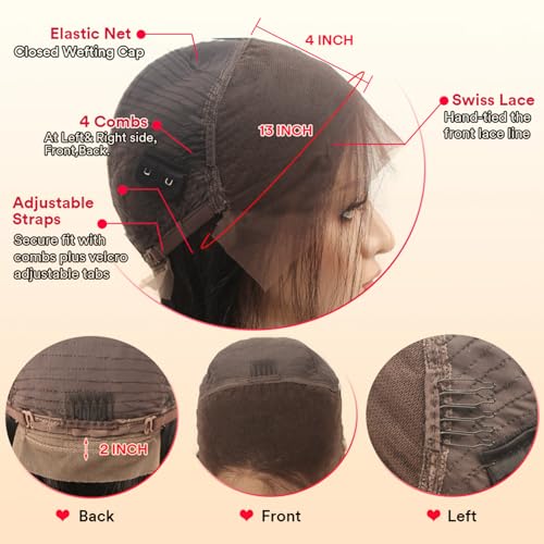 13x4 Lace Front Wig Human Hair 30 Inch Glueless 180% Density Body Wave Honey Blonde Ombre HD Lace Pre Plucked with Baby Hair Frontal Wigs for Women (#4/27)