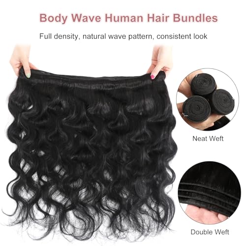 Body Wave Bundles 12A Human Hair 28inch One Bundle 100% Unprocessed Brazilian Virgin Body Wave Human Hair Bundles for Black Women Natural Black