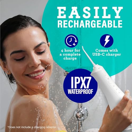 GuruNanda Water Dental Flosser 2.0 XL ? 380ML Large Tank, 4 Flossing Modes, Cordless & Portable with Smart Timer for Deep Cleaning & Happy Gums - White