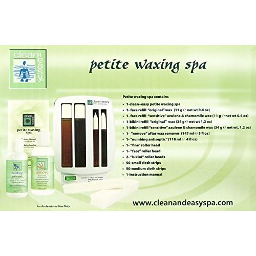 Clean + Easy Petite Triple Roll On Wax Kit ? Hair Removal Warmer with Cartridges, Rollers, Remover & Strips, Pre & Post Wax Care Kit, 120V