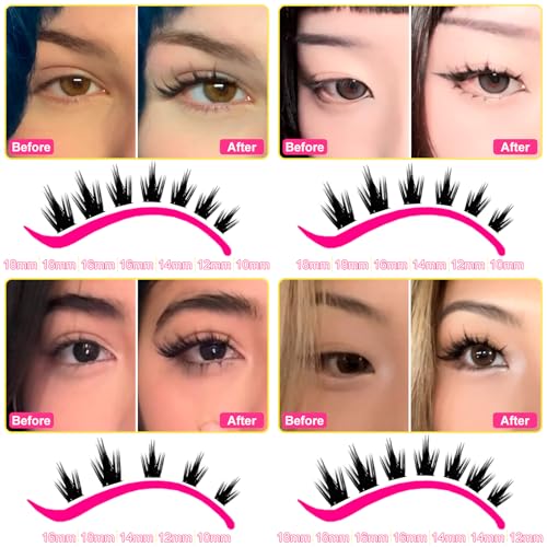 Lashes California Sunset Kit Manga Lash Clusters Kit 8-18mm Wispy Eyelash Clusters DIY Lash Spikes Waterproof Anime Extension 0.3mm Ultra-Thin Band Individual Cluster Eyelash Extensions Kit
