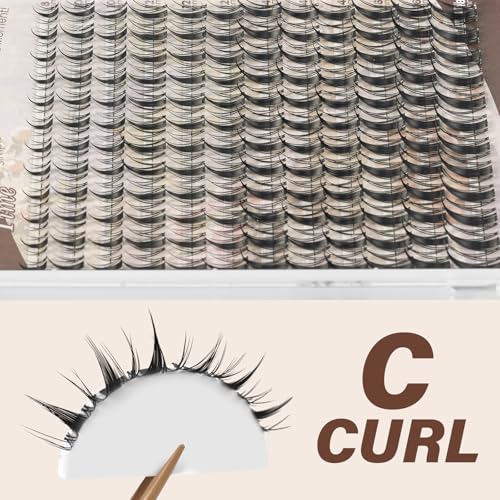 JMS&JMS Lash Clusters 144 Pcs Natural Cluster Lashes Invisible Band Manga Lashes Super Thin Band Reusable Soft & Comfortable(Fairy,8-18mix)