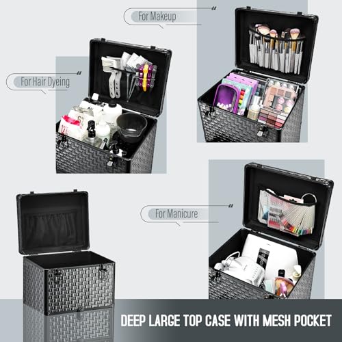 Salon Cart with 3 Drawers, Nail Trolley Cart with Wheels Salon Station Rolling Makeup Train Case Cosmetology Case Organizer Cases for Nail Tech,SPA,Face Painting,Hairstylist,Makeup Artist