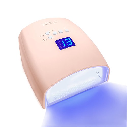 UV Light for Nails, BNYLFGX Cordless UV Nail Lamp for Gel Nails 66W, Rechargeable LED Nail Dryer with 5 Timer Setting Auto Sensor Fast Nail Light Curing Lamp for Salon & Home, Pink