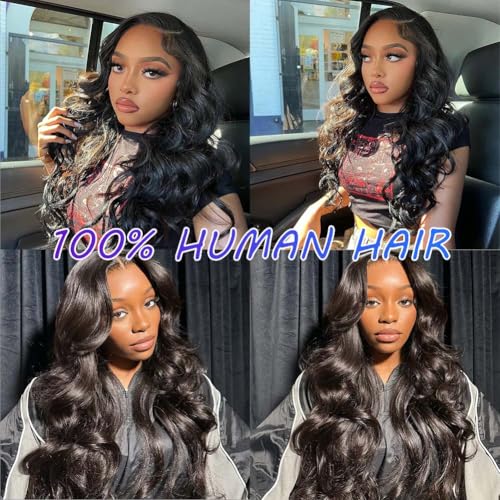 Body Wave Bundles with Closure Human Hair 20 22 24 with 18 Inch Human Hair Bundles with Closure Body Wave 100% Brazilian Virgin Weave Bundles with HD Lace Closure Natural Blac