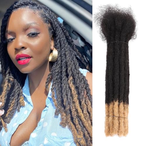 Viovian 0.6cm Dread Extensions Human Hair 14 Inch 60 Strands Ombre Loc Human Hair Dreadlock Extensions for Men Human Dreads Extensions Color 1b/27