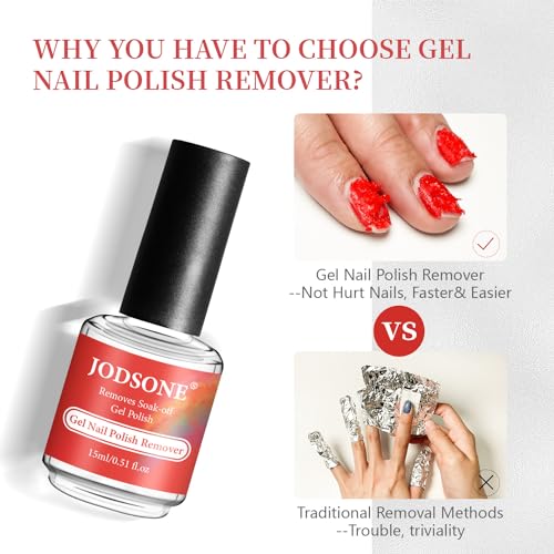 JODSONE Gel Nail Remover No Need Soaking or Wrapping for Quick And Easy Removal At Home with Cuticle Pusher and Nail File