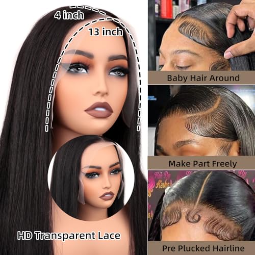 Lace Front Wigs Human Hair 13x4 Straight Lace Front Wigs HD Transparent 200% Density Glueless Wigs For Black Women Pre Plucked With Baby Hair 32inch