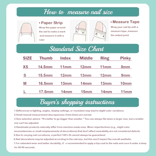 Handmade Press On Nails Stiletto, French Tip Press On Nails Long, Rhinestone Pearl 3D Nails For Women Gift, Reusable Stick On Fake Nails Kit With Nail Glue (Multicolor, M)