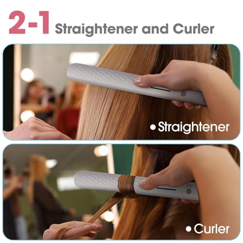 Quico Hair Straightener, 110-240V Global Travel Hair Straighteners for Women, 15s Fast Heating, Professional Negative Ion Flat Iron, Temp Memory, 320¢µ-450¢µ, Auto-Off, with Glove and Clips, Gift, Pink