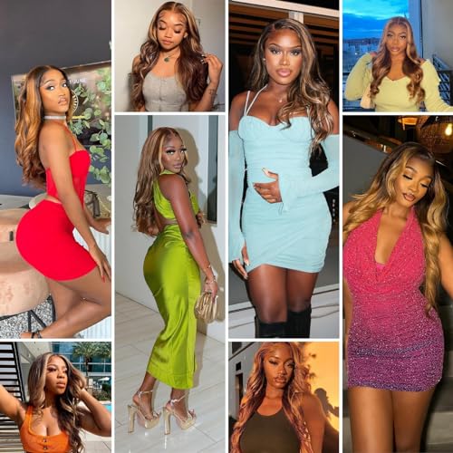26 Inch 180% Density Ombre Lace Front Wig Human Hair 13x4 HD Transparent Body Wave Lace Front Wigs Human Hair 4/27 Colored Honey Blonde Lace Front Wig Human Hair Highlight Glueless Wigs