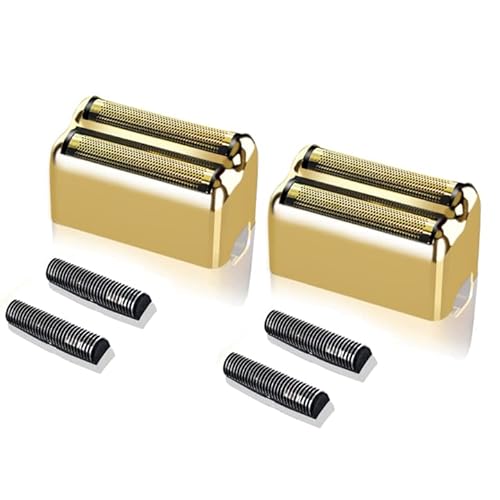 Replacement Foil and Cutter Head Compatible with Babyliss Foil Shaver, Double Foil Shaver Replacement Head, Replacement Head Compatible with BaBylissPRO Barberology FXFS2 Electric Razors(Gold)
