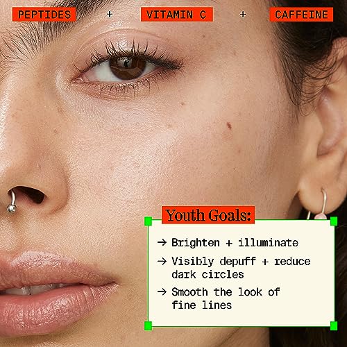Youth To The People Peptides + Vitamin C Eye Concentrate - Vitamin C Eye Serum with Caffeine + Antioxidants, Visibly Brightens Dark Circles, Reduce Undereye Puffiness, Blurs Fine Lines - 0.5 fl oz