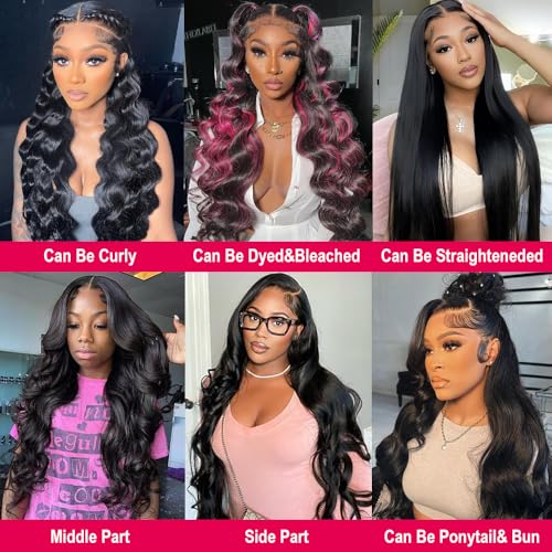 13x6 Body Wave Lace Front Human Hair Wigs Pre Plucked Glueless Body Wave Frontal Wig Human Hair Lace Front Wig Human Hair for Women 34 Inch