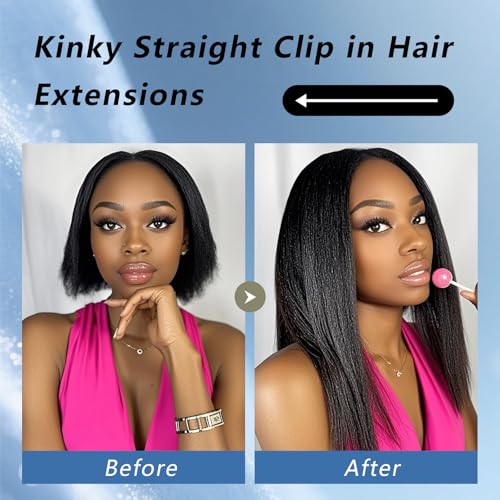 22 Inch 12A Clip In Hair Extensions Real Human Hair 100g 7pcs Yaki Straight Clip ins Human Hair Extensions for women 100% Unprocessed Brazilian Virgin Hair clip ins Natural Black Hair