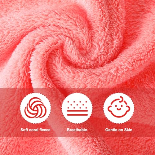 Syhood 12 Pieces Face Wash Cloth 12 x 12 in Makeup Remover Cloths Towel Coral Velvet Facial Microfiber Soft Fast Drying Facial Cleansing Towel for Face(Pink Colors)