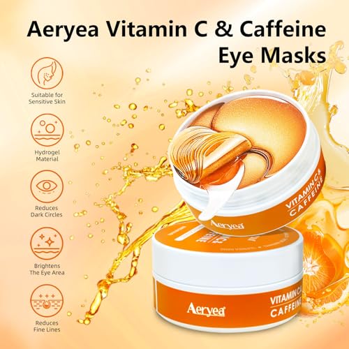 Under Eye Patches with Vitamin C & Caffeine 30 Pairs for Dark Circles, Fine Lines and Puffiness, with Niacinamide Hydra-Gel Collagen, Skin Care for Men & Women - 2 PACK