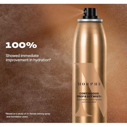 Morphe Mini Continuous Prep & Set Setting Spray - Hydrating Setting Spray for Makeup & Skin Prep - Enriched with Ceramides and Antioxidants for a Radiant Finish (3 Count, 1.3 fl oz)
