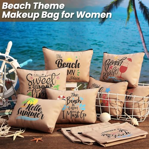 20 Pcs Bulk Beach Makeup Bags - Summer Beach Accessories Toiletry Cosmetic Pouch Zipper Bags, Cruise Travel Essentials Survival Kit Gifts Party Favors for Women Teens Clients Friends
