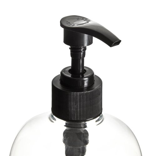 Okuna Outpost Refillable Shampoo & Conditioner Pump Bottles - 34 Oz Shampoo Pump Bottles - Non-Spill Saves Waste & Body Wash Dispenser - Hand Soap & Lotion Dispensers - Pack of 4, Clear/Black Top