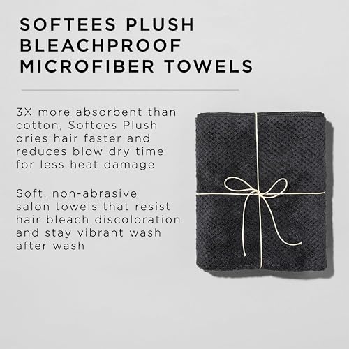 Fromm Softees Plush Microfiber Towels for Hair Salon, Barber, Spa, Ultra Soft Hair Wrap for Drying Hair, Hands, Face, Dark Grey, 20 x 34 Inches, 6 Pack