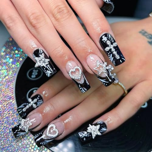 165PCS Silver Nail Charms Bulk Set with Star, Planet, Cross & More; 165 Count; Metal Alloy with Rhinestones; Mix Shape; Nail Art Accessories