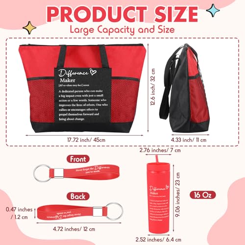 Paterr 36 Pcs Team Thank You Gifts Bulk Employee Appreciation Cups 16 Oz Large Tote Inspirational Bags and Keychains