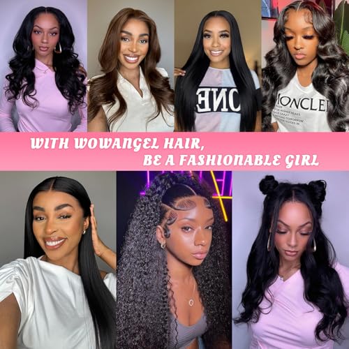 WOWANGEL 13x6 SKINLIKE Real HD Lace Front Wig Human Hair Pre Plucked, 180% Density Body Wave Extremely-thin HD Lace Front Wig,Natural Hairline & Invisible Knots Brazilian Remy Hair,16 inch