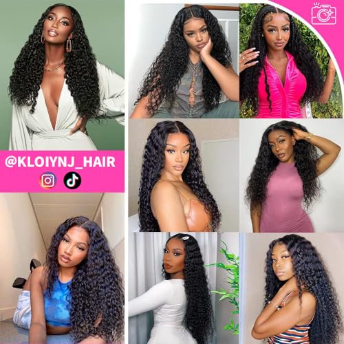 U Part Wigs Human Hair for Black Women Deep Wave Human Hair Brazilian Hair Full Head Clip in Half Wig V Part Glueless Wigs Human Hair Pre Plucked U Shape Wigs (Natural Black, 26 inch)