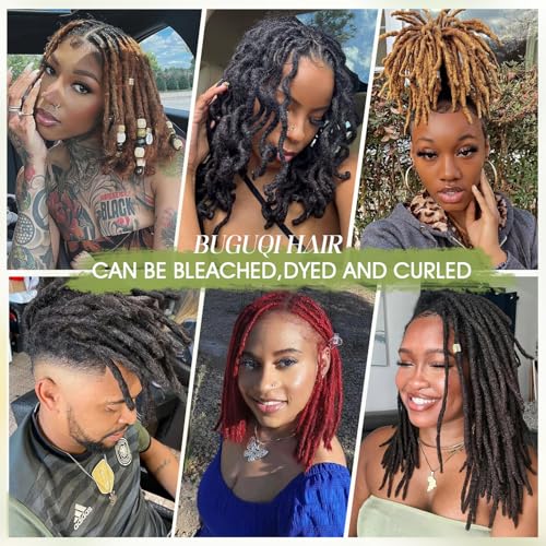 6Inch-18Inch Dreadlock Extensions Loc Extensions Human Hair for Men/Women 100% Real Human Hair (0.6CM Width-1B, 10 Inch-10 Strands)