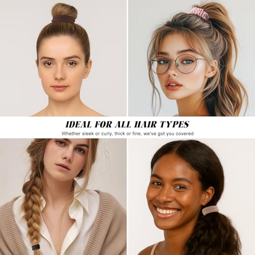 12Pcs Silk Scrunchies Hair Ties Set, No Damage Cotton Seamless Hair Bands for Women & Girls, 2.36 Inches Large Nylon Ponytail Holders