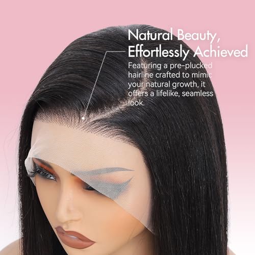 13x4 HD Lace Front Wigs Human Hair Straight Wigs for Black Women - 220% Density, Pre-Plucked Natural Hairline & Glueless Design for Effortless Style, 20 Inch