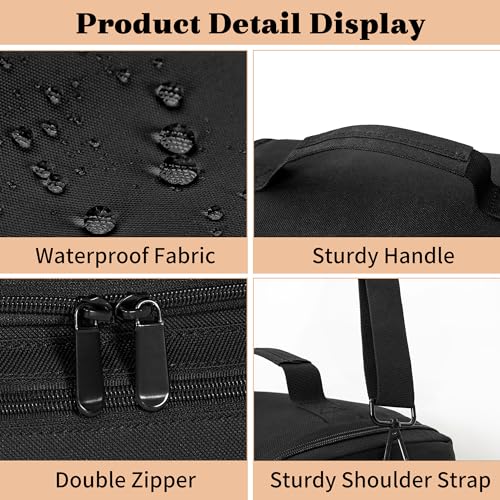 Makeup Travel Train Case, Black Makeup Carrying Organizer Bag, 4 Tier Professional Organizer Case with Straps Pockets for MakeUp Tools
