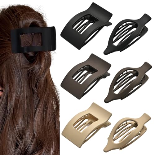 Flat Claw Clips for Women, Large Duckbill French Hair Clips, 6 Pack Non-Slip Matte Hair Accessories for Thick & Thin Hair