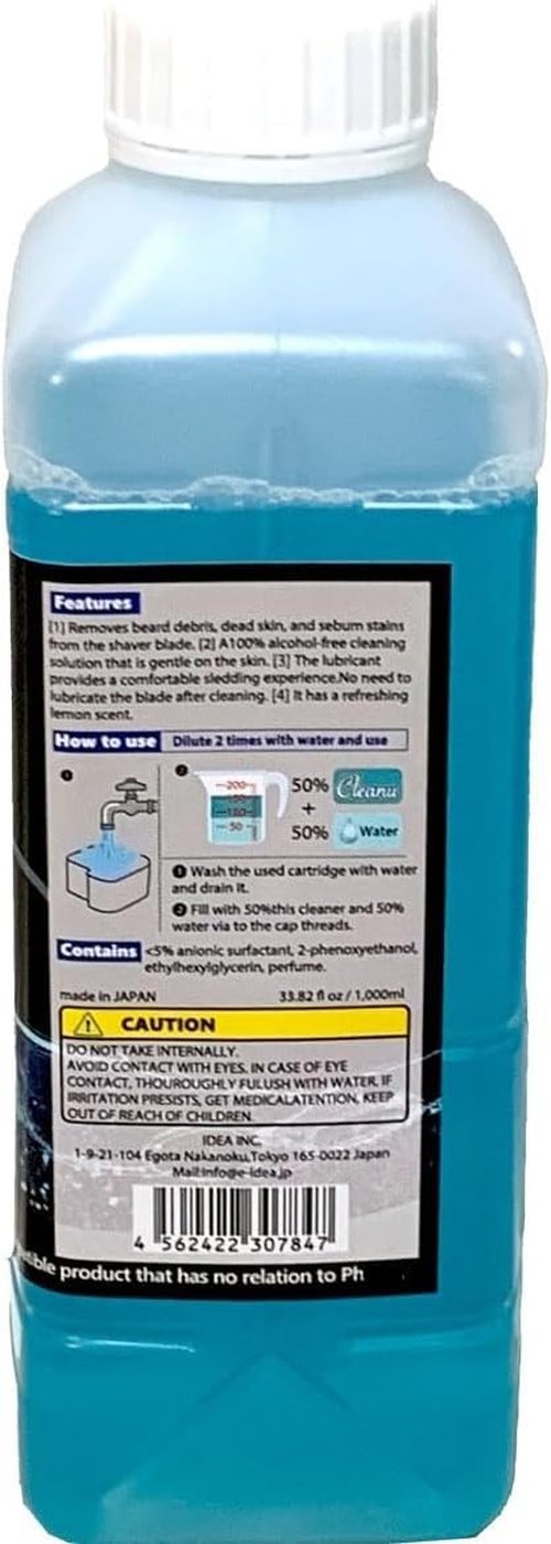 Cleanu – Automatic Shaver Cleaning Solution – 1L Refill for 12 Cleaning Cycles – Made in Japan