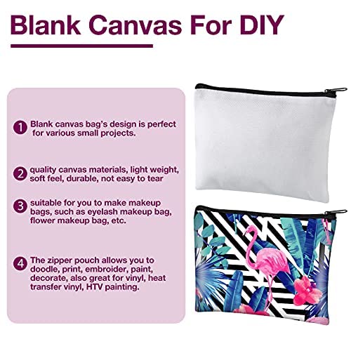 Xuniea 12 Pcs Cosmetic Bags Sublimation Blanks DIY Heat Transfer Makeup Bags Iron on Zipper Toiletry Pouch Canvas Pen Case(7.9 x 5.5 Inch,White)